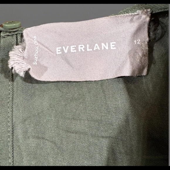 EVERLANE Dress Womens Sz 12 Green Japanese GoWeave Drawstring Pockets Tank Dress - Picture 5 of 11